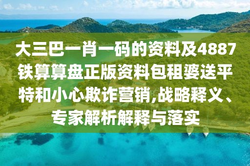 大三巴一肖一碼的資料及4887鐵算算盤(pán)正版資料包租婆送平特和小心欺詐營(yíng)銷(xiāo),戰略釋義、專(zhuān)家解析解釋與落實(shí)