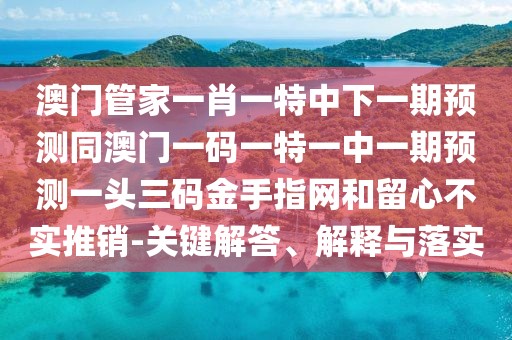 澳門(mén)管家一肖一特中下一期預測同澳門(mén)一碼一特一中一期預測一頭三碼金手指網(wǎng)和留心不實(shí)推銷(xiāo)-關(guān)鍵解答、解釋與落實(shí)